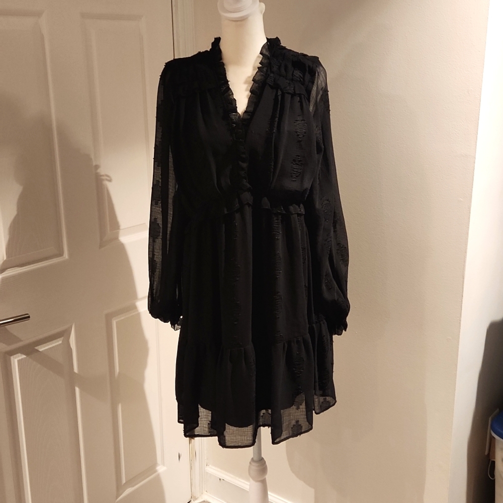 Zara black mini babydoll dress size M